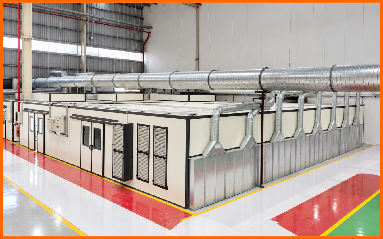 Paint Booth • Sealer Booth • Flash off Room • Sanding Room